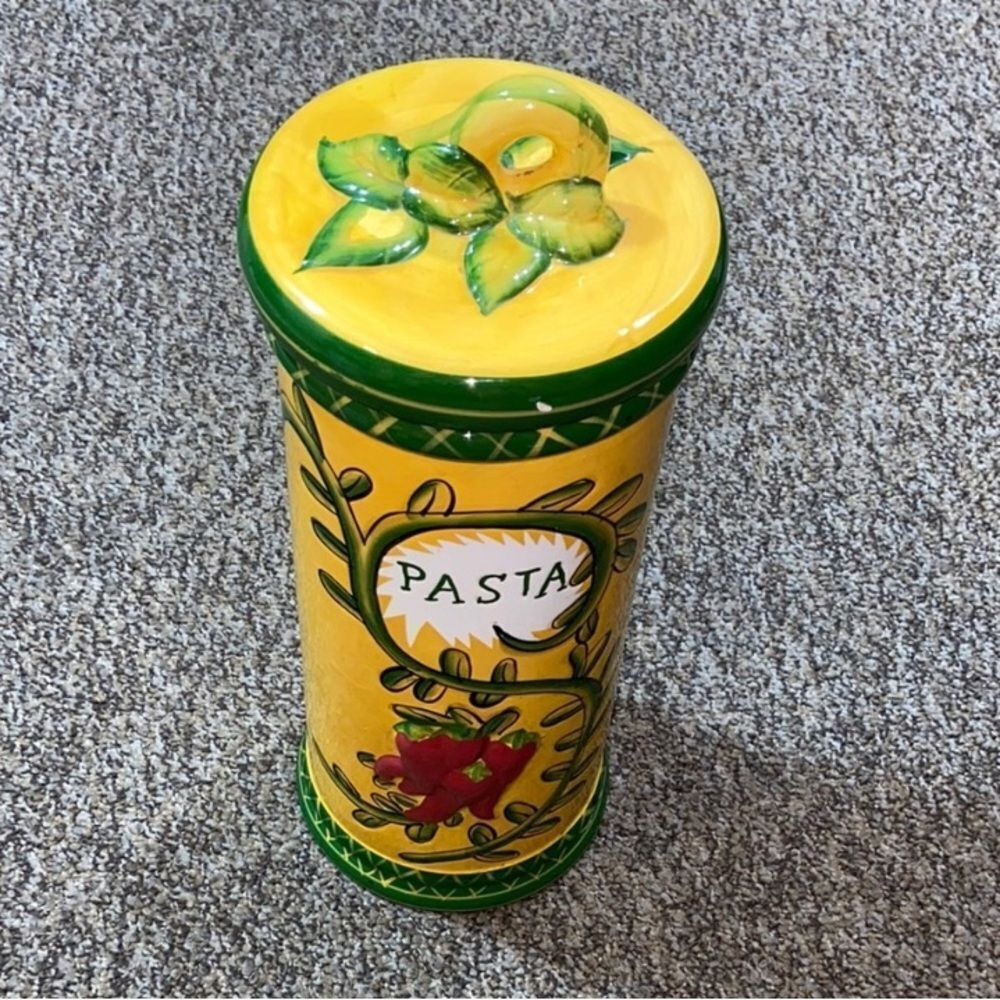 Low price Jay Import Pasta Yellow And Green Pasta Spaghetti Canister SeramicJar